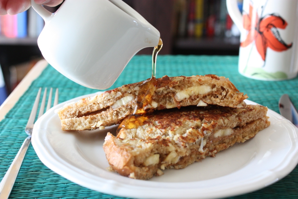 Banana-Almond French Toast with Blueberries