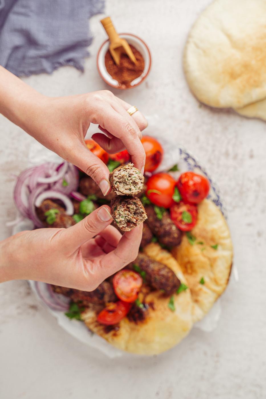 Beef Kofte with Hummus
