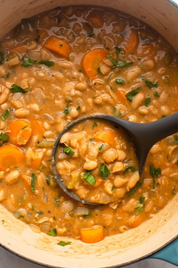 Bison Meatballs with Braised White Beans
