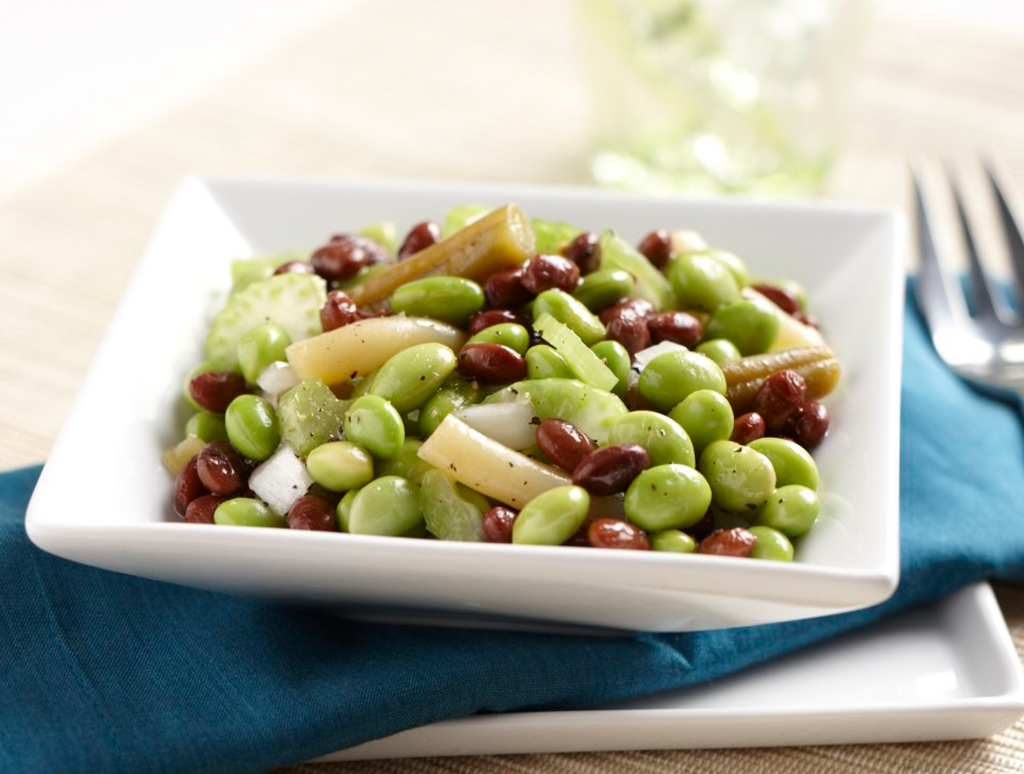 Edamame and Bean Salad with Crispy Tofu