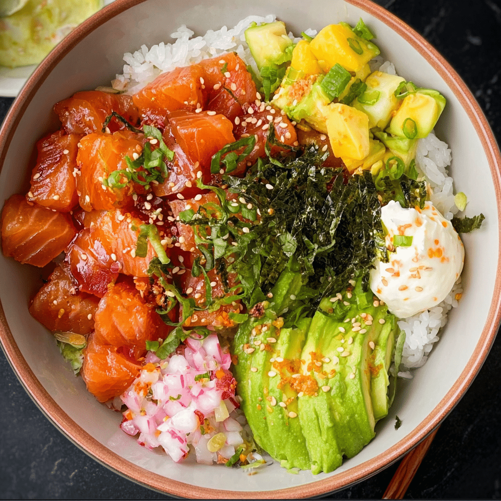Forbidden Rice and Salmon Poke Bowl