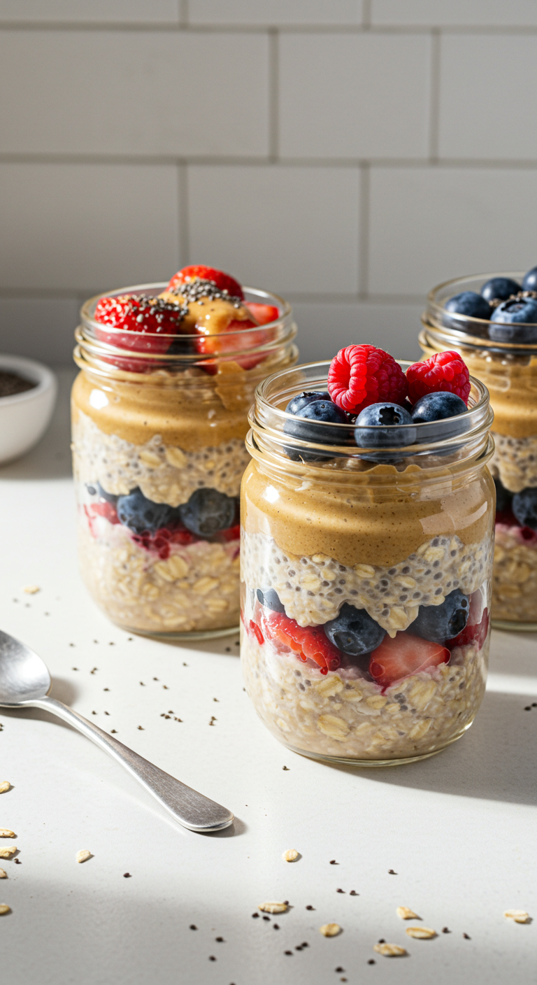 Oats with almond milk, chocolate, nuts, and berries