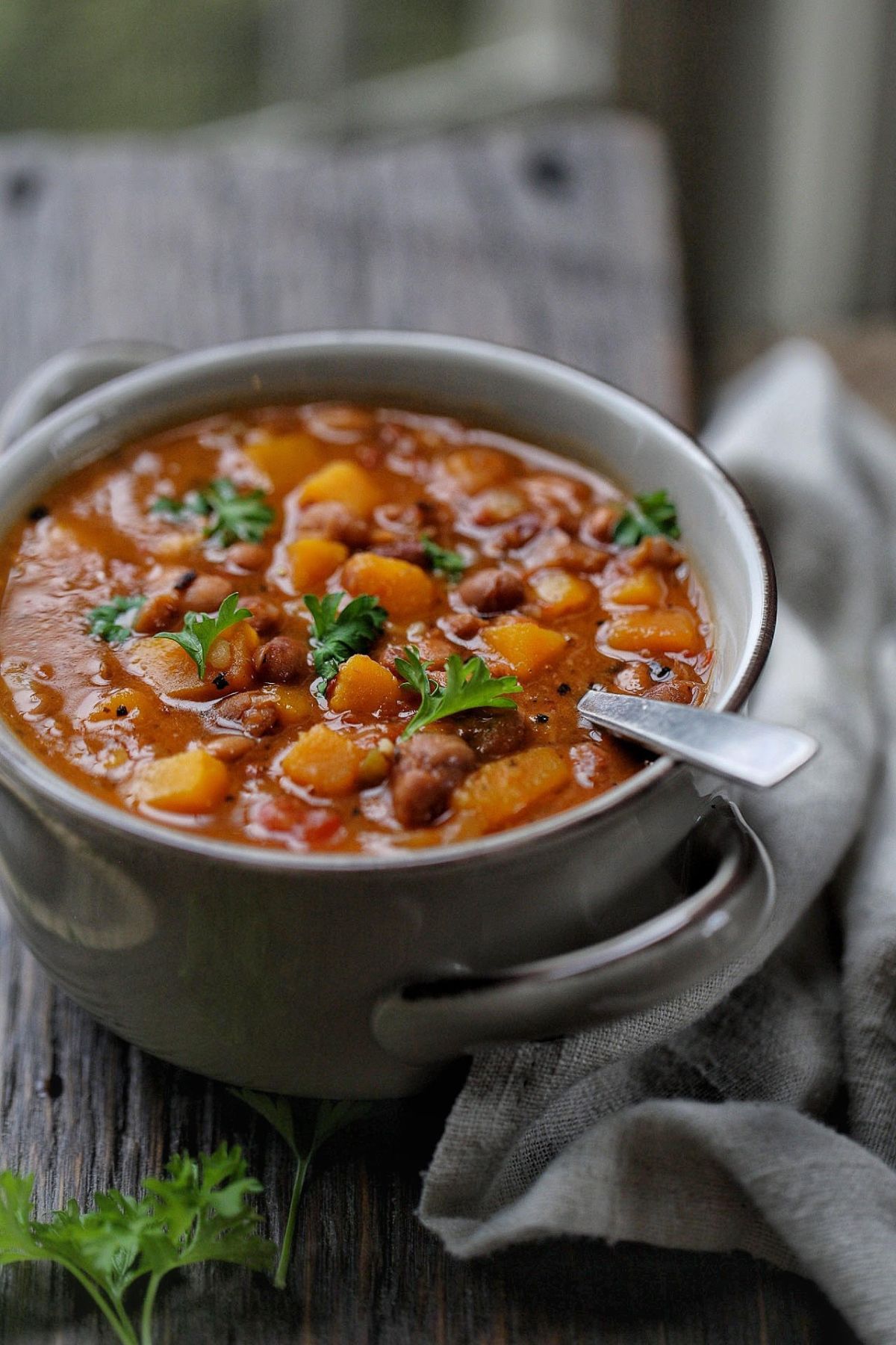 Roasted Butternut Squash with Pinto Beans and Corn