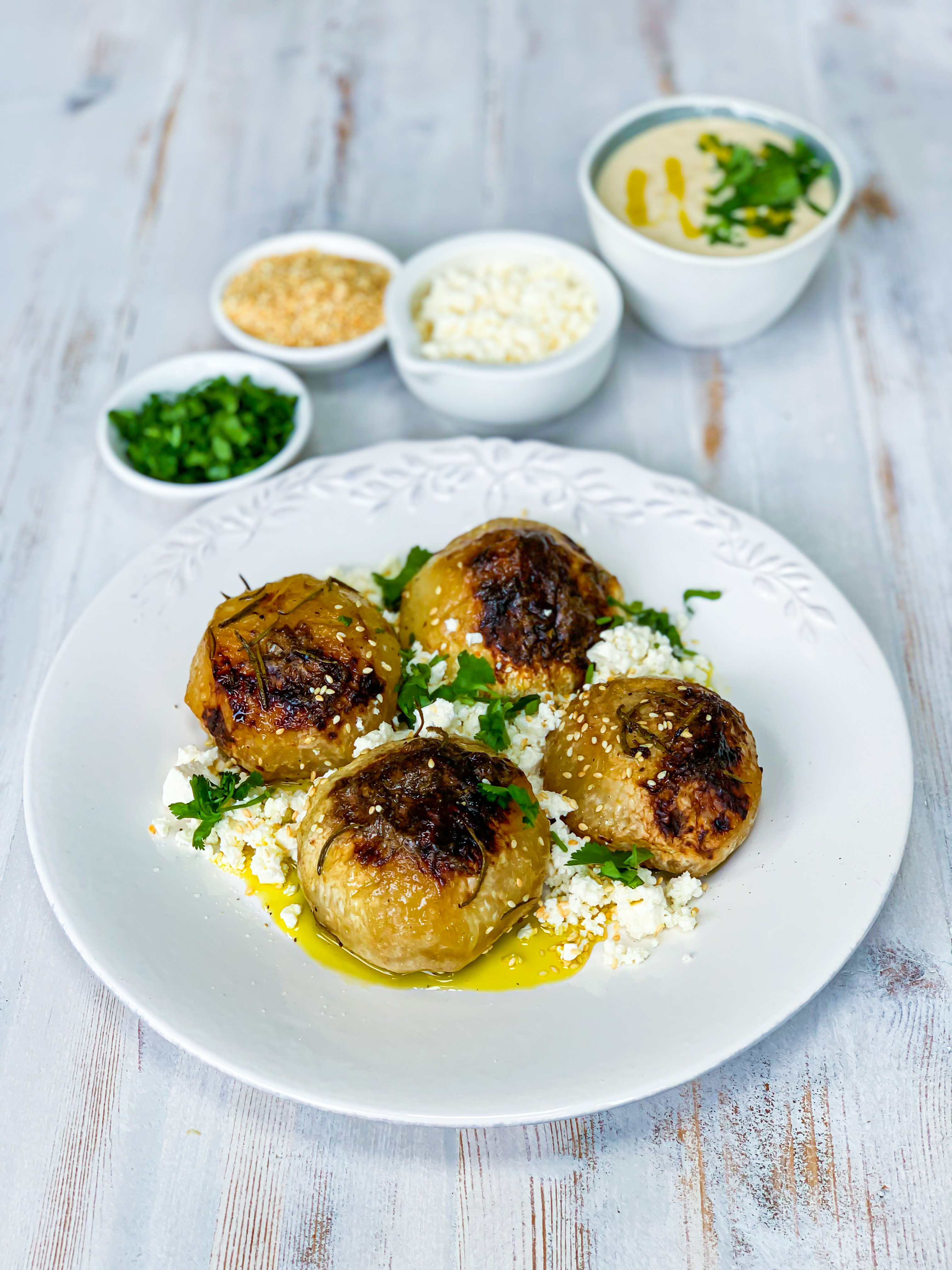 Spiced Kohlrabi with Pomegranate and Feta