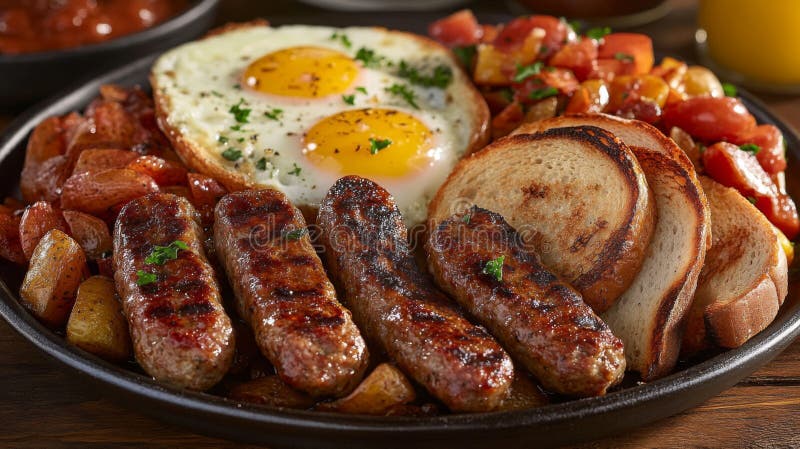 Tempeh Sausage with Eggs and Roasted Tomatoes