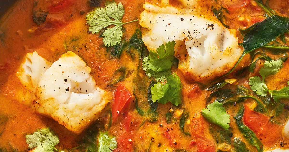 Tomato Fish Curry with Coconut Rice