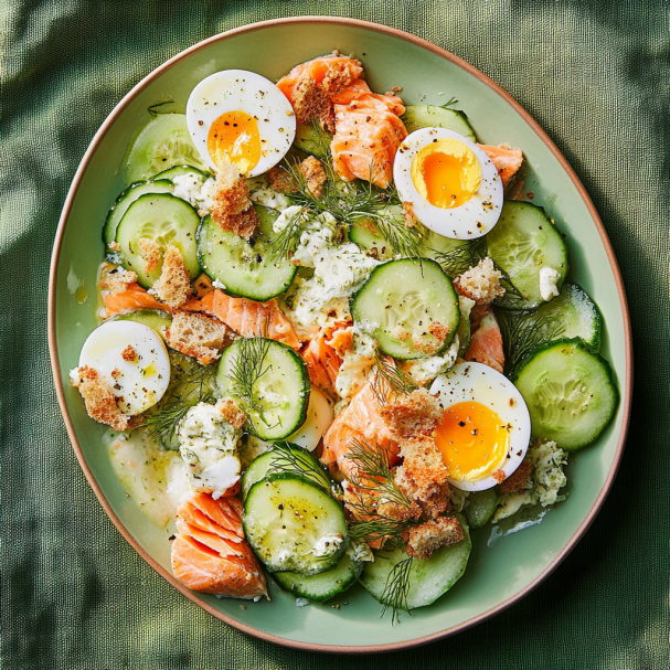 Wild Rice Bowl with Smoked Trout and Coconut Cucumber Salad