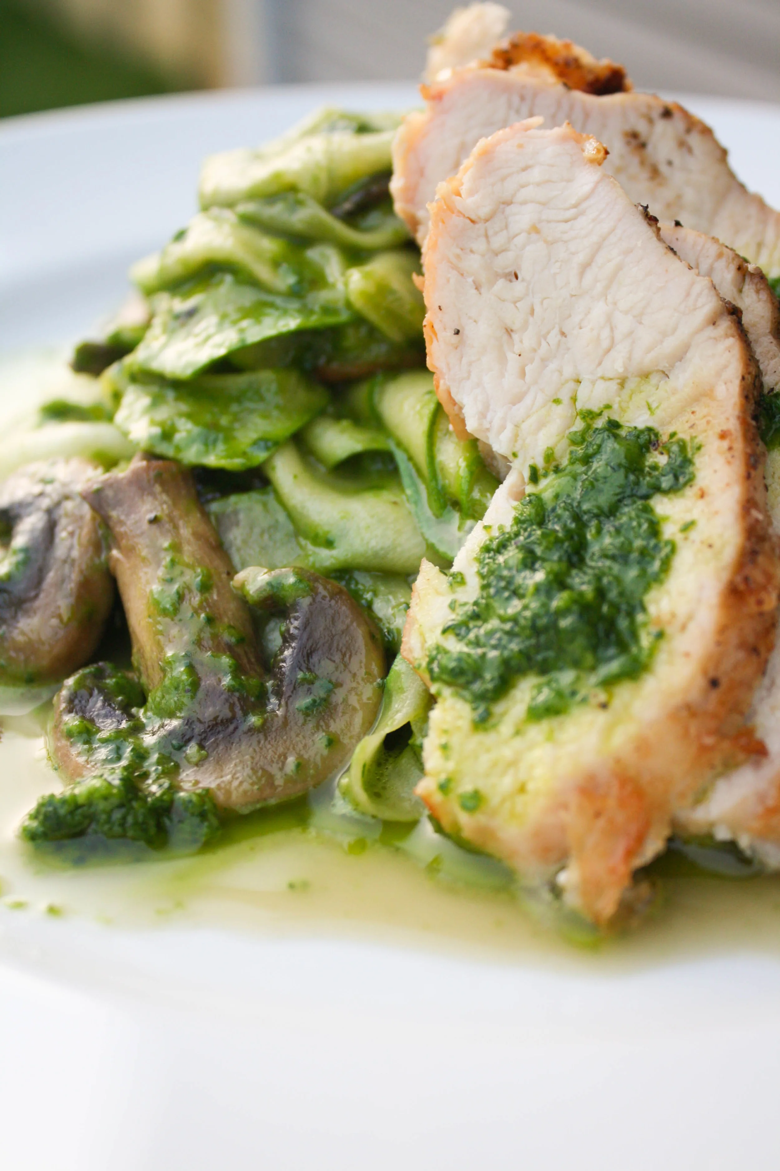 Zucchini Ribbons with Grilled Chicken and Preserved Lemon